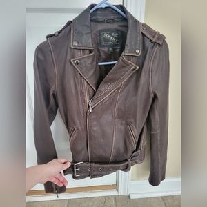 Old navy leather jacket with wrap around belt